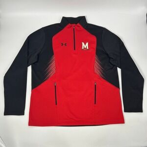 Maryland Terrapins Under Armour Pullover Men's 2XL Red Black Long Sleeve 1/4 Zip